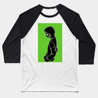 Crying Hoodie Dude (Green Background) Baseball T-Shirt